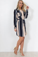 Minnie Navy Striped Shirt Dress