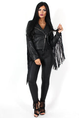 Minnie Black Tassel PU Jacket