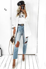 White Vogue Slogan Top - Birda