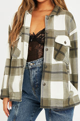Khaki Check Pocket Front Shacket - Misa