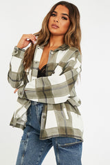 Khaki Check Pocket Front Shacket - Misa