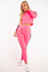 Neon Pink Stripe Side Crop Tracksuit - Misha
