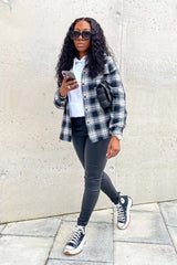 Black Oversized Check Shirt - Frona