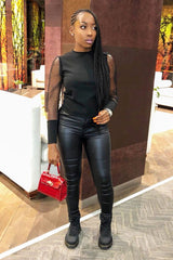 Black Fishnet Mesh Sleeve Top - Ebbie