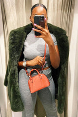 Grey Knit High Neck Crop Top and Trouser Co-ord - Helena