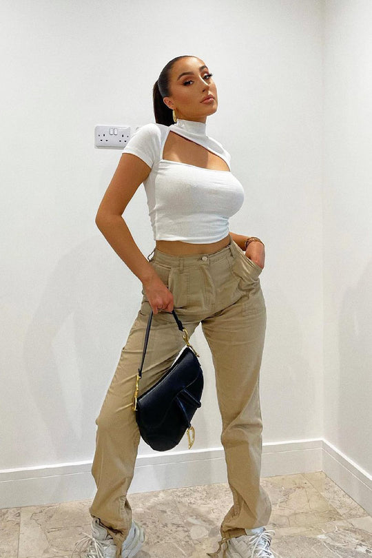 Camel Gathered Hem Tie Trousers - Aaira