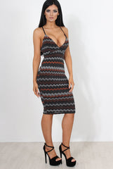 Missy Black And Orange V Neck Dress