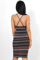 Missy Black And Orange V Neck Dress