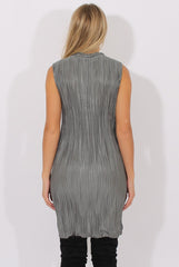 Khaki Pleated Bodycon Midi Dress - Mistie