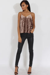 Brown Velvet Cami Top - Misty