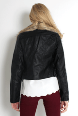 Paloma Faux Leather Black Fur Jacket