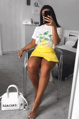 Yellow PU Faux Croc Wrap Over Skirt - Enessa