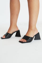 Black Padded Look Mules - Uma