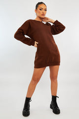Chocolate Front Pocket Sweatshirt Mini Dress - Niamh