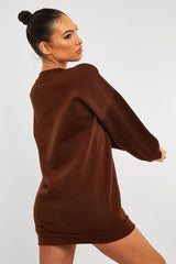 Chocolate Front Pocket Sweatshirt Mini Dress - Niamh
