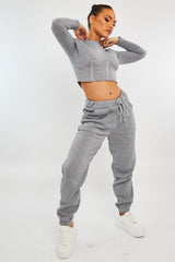 Light Grey Corset Crop Top Joggers Co-ord - Daisy