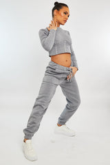 Light Grey Corset Crop Top Joggers Co-ord - Daisy
