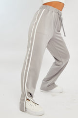 Grey Side Stripe Split Hem Wide Leg Joggers - Karris – Rebellious Fashion