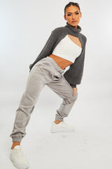 Grey Side Pocket Scuba Joggers - Lallie