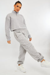 Grey Ring Zip Front High Neck Sweatshirt - Maggi