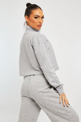 Grey Ring Zip Front High Neck Sweatshirt - Maggi