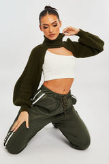 Khaki Side Stripe Split Hem Wide Leg Joggers - Karris