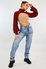 Rust Extreme Cut Out High Neck Jumper - Nihara