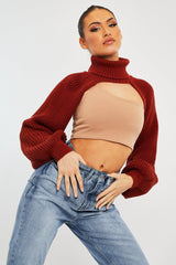 Rust Extreme Cut Out High Neck Jumper - Nihara