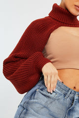 Rust Extreme Cut Out High Neck Jumper - Nihara