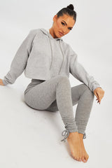 Light Grey Ribbed Ruched Ankle Leggings - Hollyann