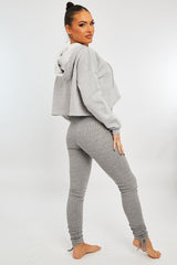 Light Grey Ribbed Ruched Ankle Leggings - Hollyann