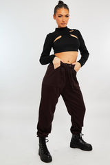 Chocolate Side Pocket Scuba Joggers - Lallie