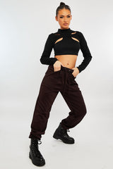 Chocolate Side Pocket Scuba Joggers - Lallie