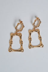 Gold Rectangle Earrings - Rooha