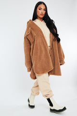 Camel Pocket Front Teddy Shacket - Ozie