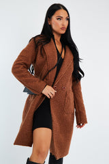 Camel Mid Length Teddy Coat - Madelin