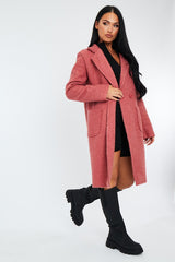 Pink Mid Length Teddy Coat - Madelin