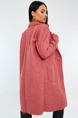 Pink Mid Length Teddy Coat - Madelin
