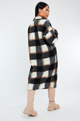 Black Camel Check Pocket Front Longline Shacket - Sanii