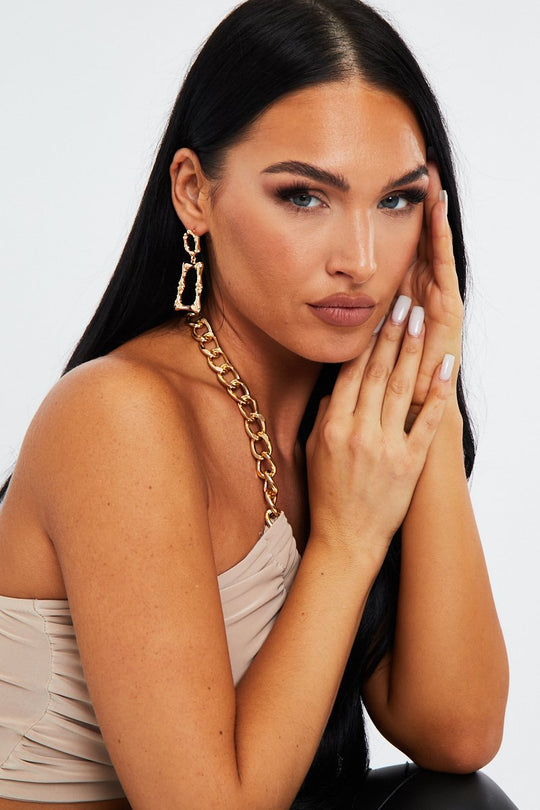 Gold Rectangle Earrings - Rooha