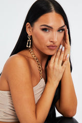 Gold Rectangle Earrings - Rooha