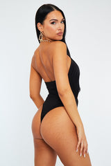 Black Crossover Chain Halterneck Bodysuit - Mariel