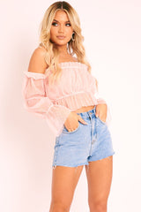 Light Blue Wash Denim Raw Edge Shorts - Fredda