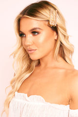 Rose Gold Diamante Embellished Pack Of 2 Hair Clips - Genelle