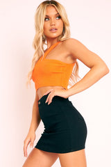 Orange Ribbed One Shoulder Crop Top - Danyelle