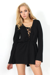 Mona Black Tie Front Playsuit