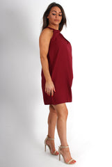 Camille Wine Key Hole Shift Dress