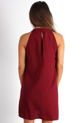 Camille Wine Key Hole Shift Dress
