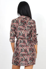 Mona Black Paisley Print Shirt Dress