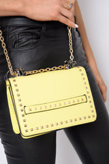 Yellow Studded Animal Head Clutch Bag -Mona